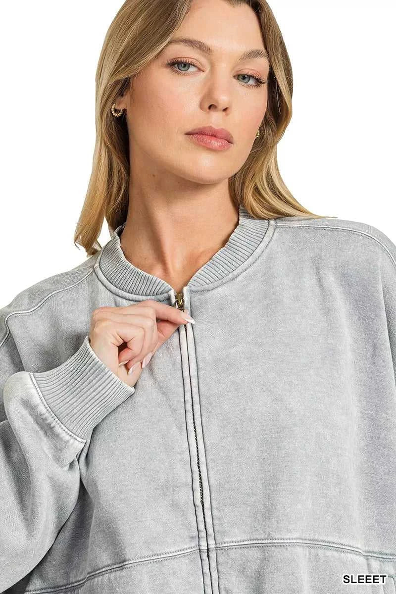 Zenana Acid Washed Fleece Jacket 100100711521569 44 Affordable Fashion Under $100 Jerry's Apparel 