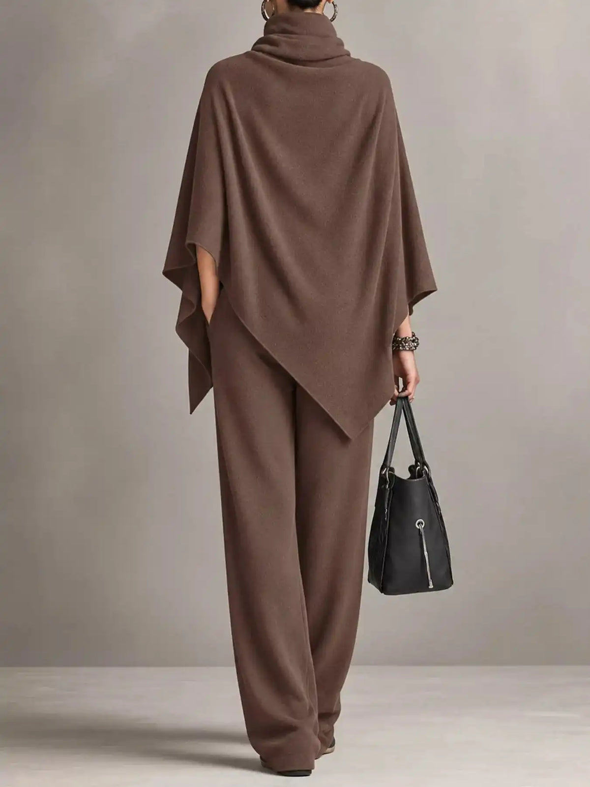 Full Size Turtleneck Poncho and Wide-Leg Pants Set Plus Size 101002605950123 65 Gifts for Her Jerry's Apparel 