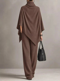 Full Size Turtleneck Poncho and Wide-Leg Pants Set Plus Size 101002605950123 65 Gifts for Her Jerry's Apparel 