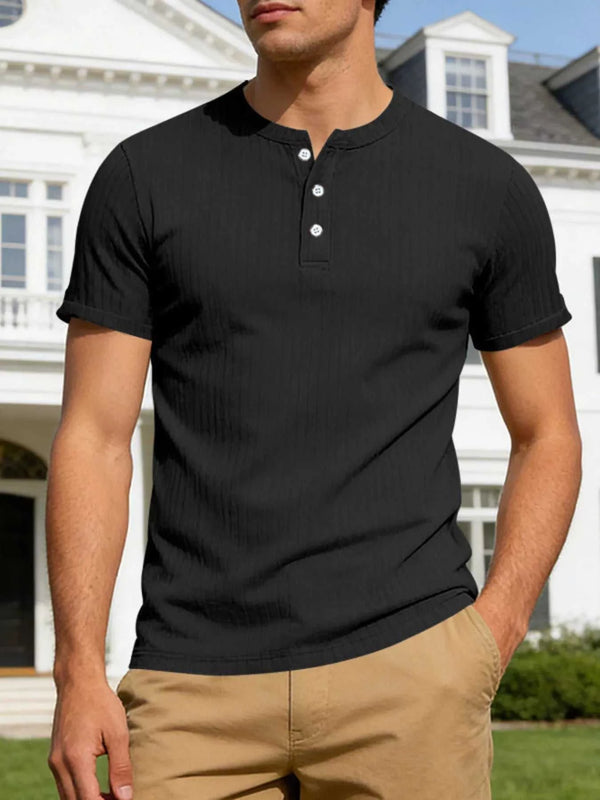 Men's Full Size Casual Ribbed Henley T-Shirt Plus Size 100400605279484 23 Affordable Fashion Under $100 Jerry's Apparel 