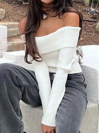 Perfee Off Shoulder Long Sleeve Sweater 100100731901575 28 Women's Sweaters and Knitwear Jerry's Apparel 
