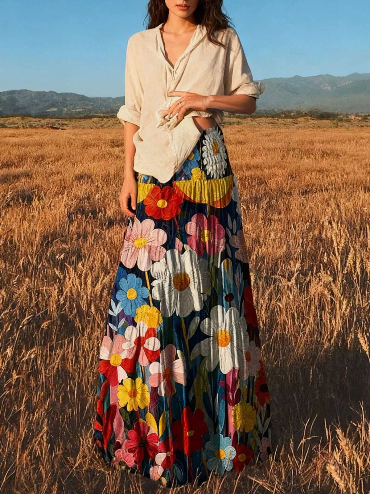 Floral Print High-Waisted Maxi Skirt 101001336112504 33 Affordable Fashion Under $100 Jerry's Apparel 