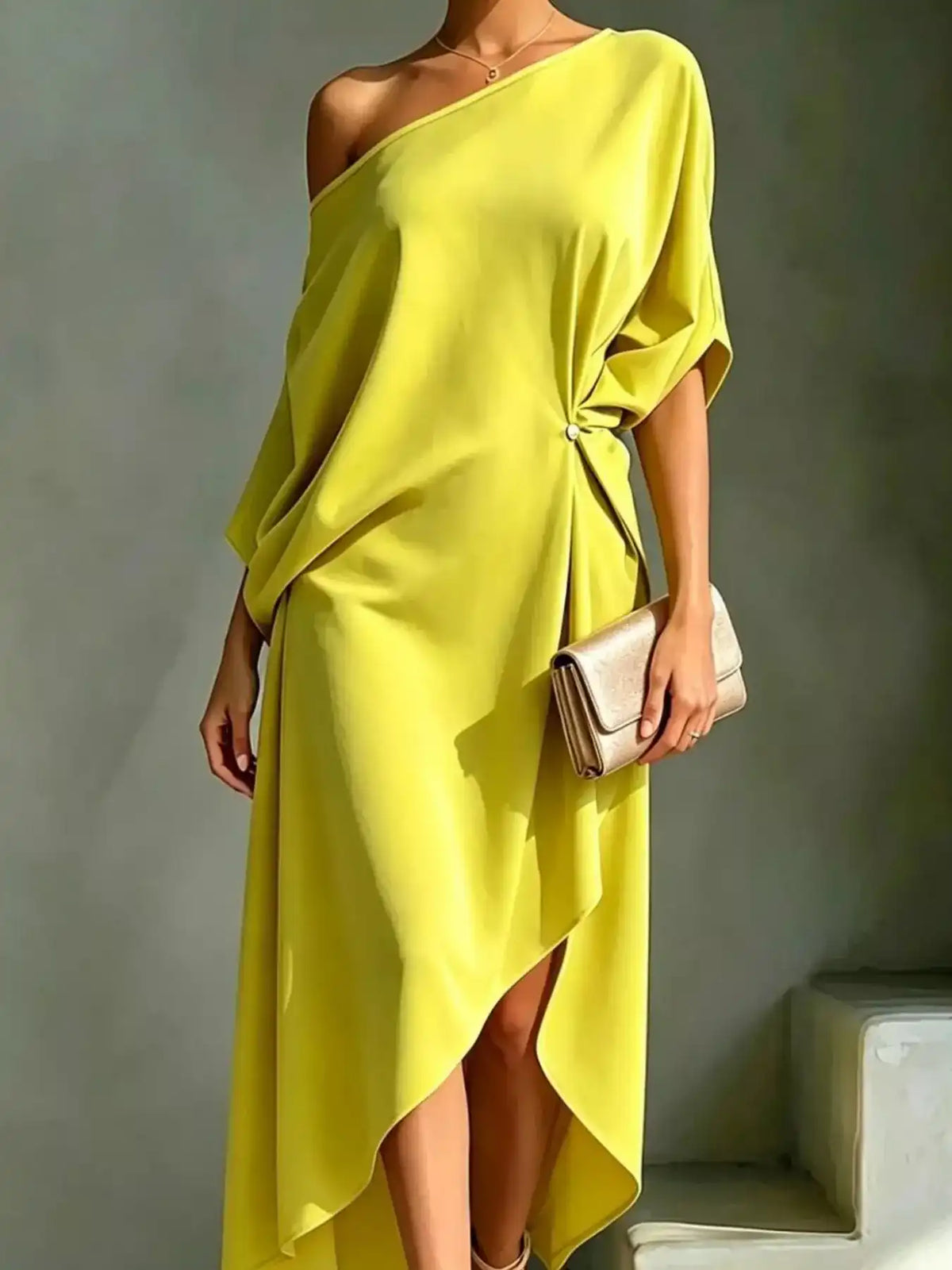 Full Size One-Shoulder Asymmetric Hem Midi Dress Plus Size 101001732260581 53 Gifts for Her Jerry's Apparel 