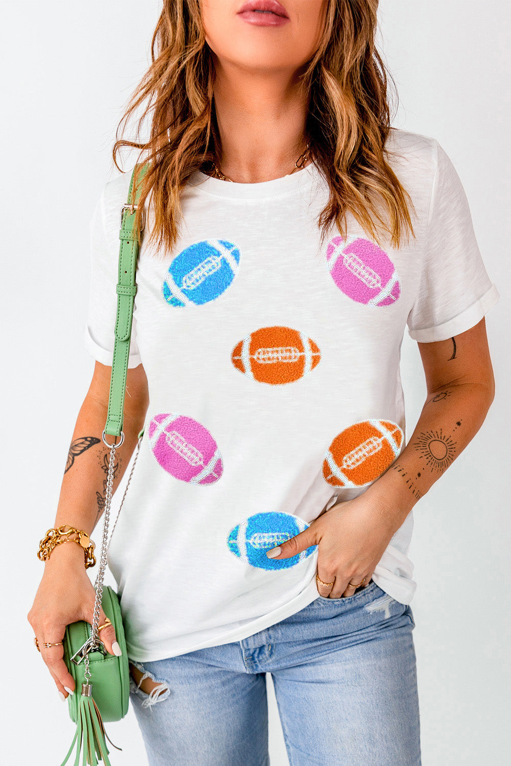 Football Round Neck Short Sleeve T-Shirt