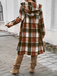 Devine Plaid Long Sleeve Hooded Coat 100100235621127 45 Affordable Fashion Under $100 Jerry's Apparel 