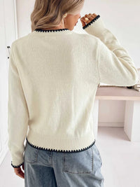 Contrast Trim V-Neck Button-Down Cardigan 101002872931400 55 Affordable Fashion Under $100 Jerry's Apparel 