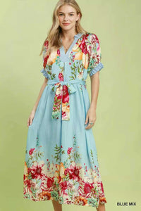 Umgee Mix Floral Border Print Midi Dress 100100450791810 66 Affordable Fashion Under $100 Jerry's Apparel 