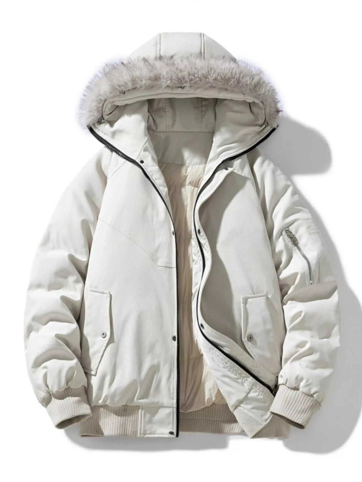 Men's Plus Size Faux Fur Hooded Padded Bomber Jacket 100400528967580 116 Fashion Forward Plus Size Clothing Jerry's Apparel 