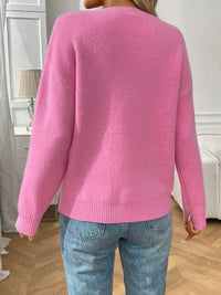 Bow Graphic Ribbed Hem Round Neck Sweater 100100077708604 48 Affordable Fashion Under $100 Jerry's Apparel 