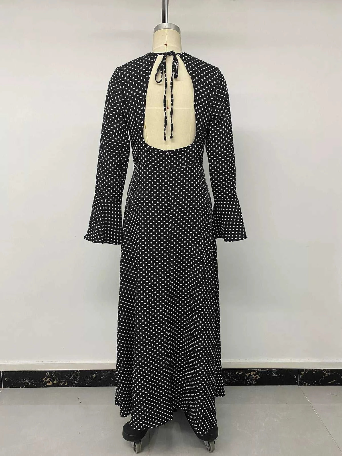 Polka Dot Flare Sleeve Maxi Dress 101001766830124 45 Affordable Fashion Under $100 Jerry's Apparel 