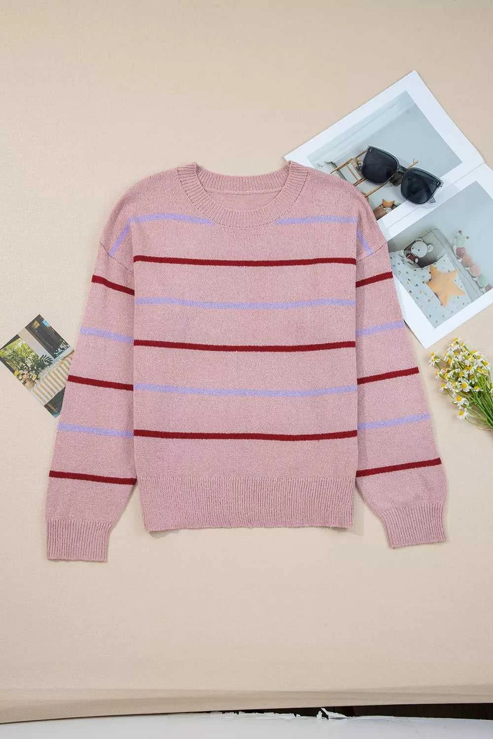 Striped Drop Shoulder Long Sleeve Sweater 100100465681268 45 Affordable Fashion Under $100 Jerry's Apparel 