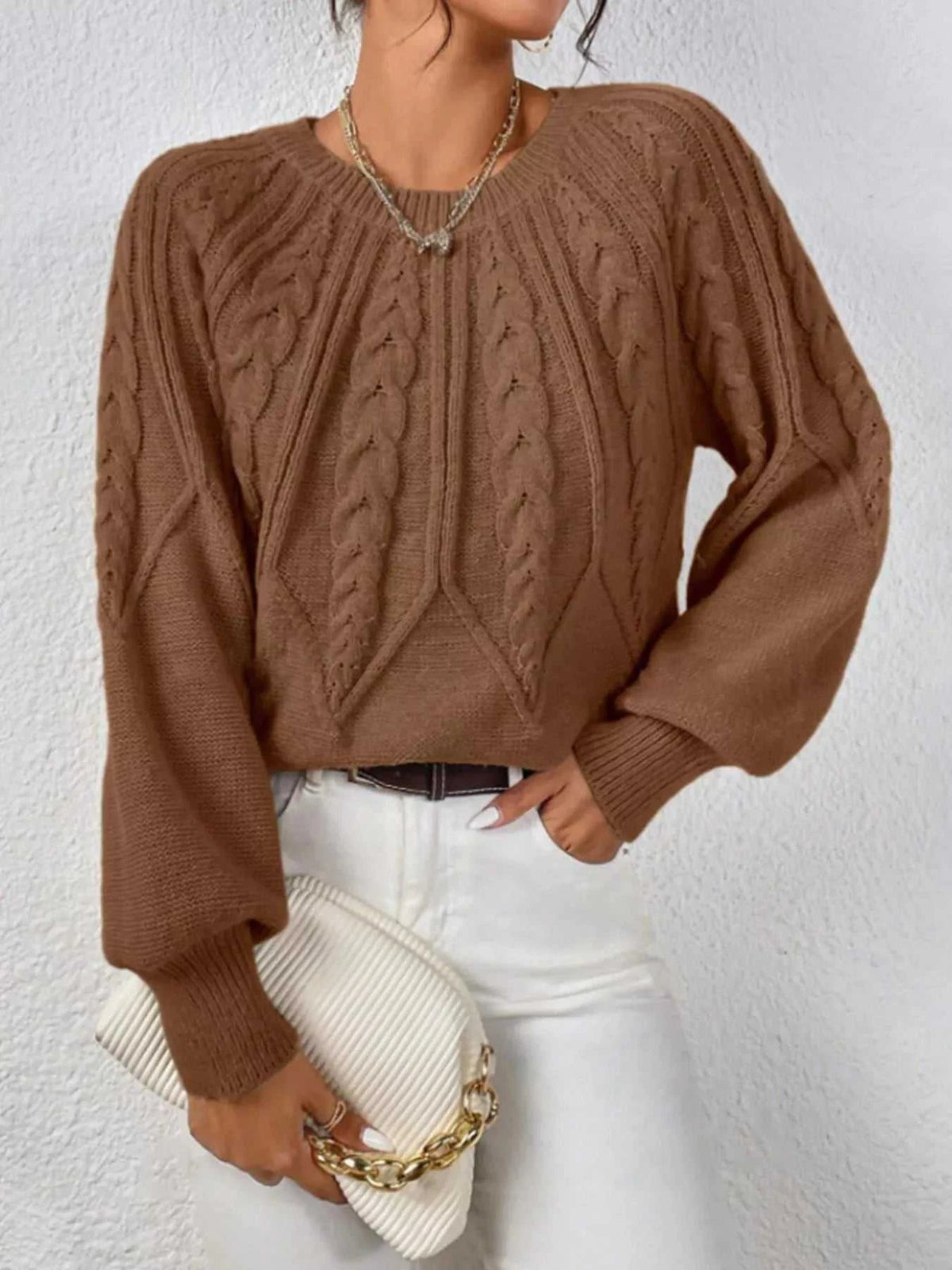 Cable Knit Long Sleeve Sweater 100100200217752 36 Affordable Fashion Under $100 Jerry's Apparel 