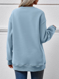 Graphic Round Neck Dropped Shoulder Sweatshirt