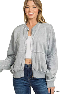 Zenana Acid Washed Fleece Jacket 100100711521569 44 Jerry's Apparel 