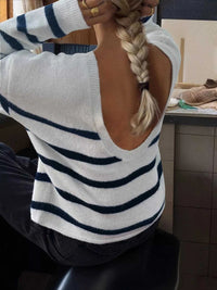 Striped Round Neck Long Sleeve Knit Top 100100967262973 46 Affordable Fashion Under $100 Jerry's Apparel 