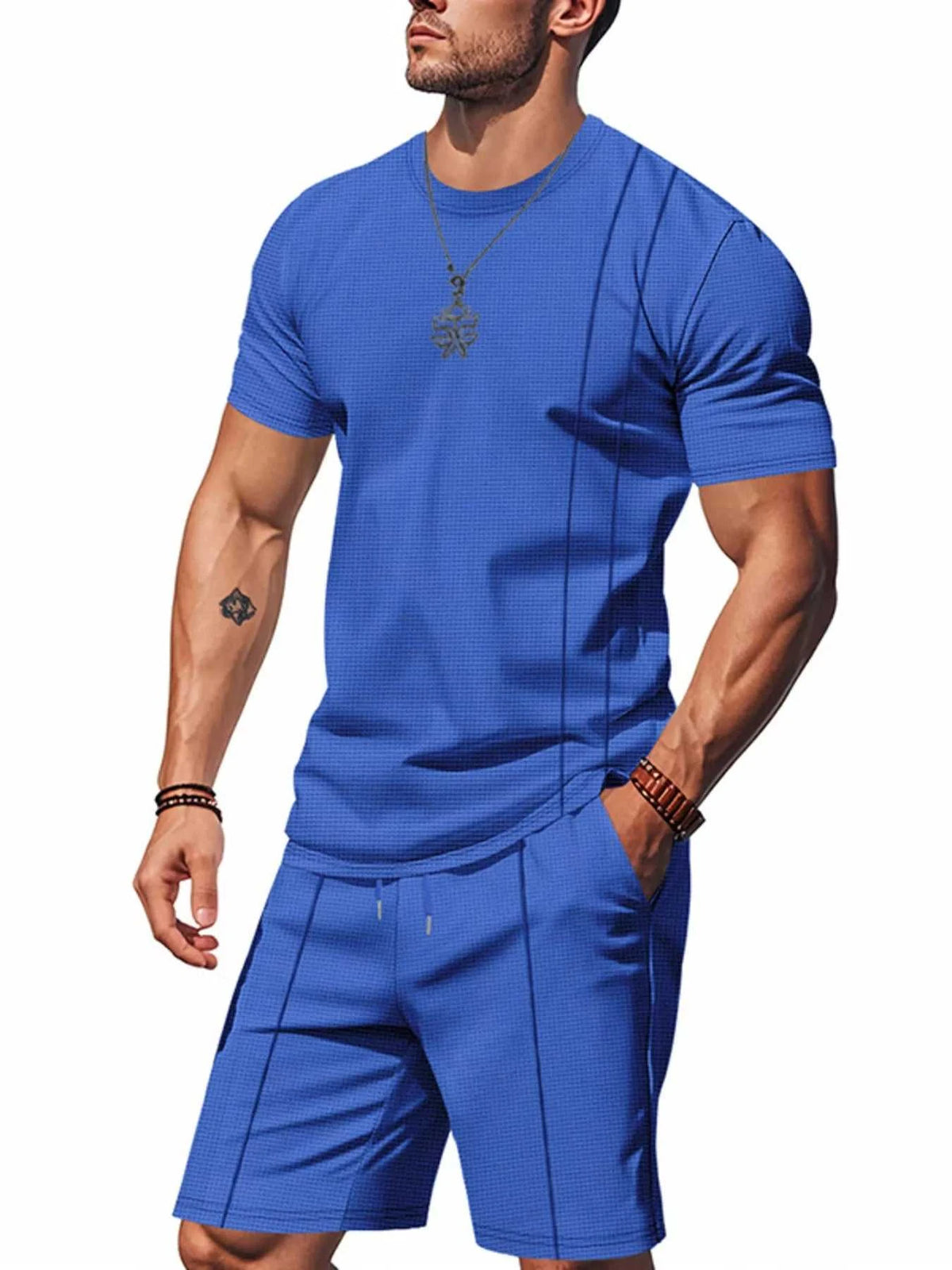 Men's Full Size Casual Striped Short Sleeve T-Shirt and Shorts Set Plus Size 100400924014862 31 Affordable Fashion Under $100 Jerry's Apparel 