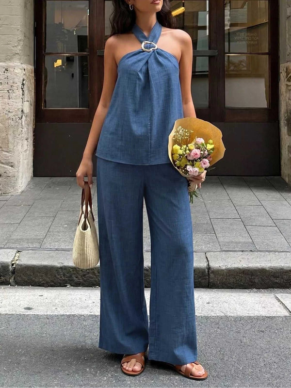 Halter Neck Top and Wide-Leg Pants Set 100100007618224 46 Affordable Fashion Under $100 Jerry's Apparel 