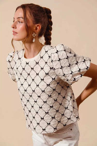 SO ME Bow Texture Woven Bubble Sleeve Top 100100611111697 44 Affordable Fashion Under $100 Jerry's Apparel 