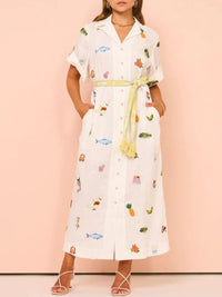 Printed Button Up Shirt Dress