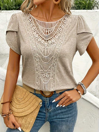 Lace Trimmed Petal Sleeve Casual Top 100100366620706 28 Affordable Fashion Under $100 Jerry's Apparel 
