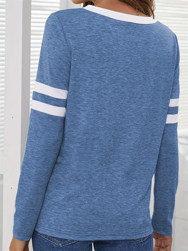 Heathered V-Neck Long Sleeve T-Shirt