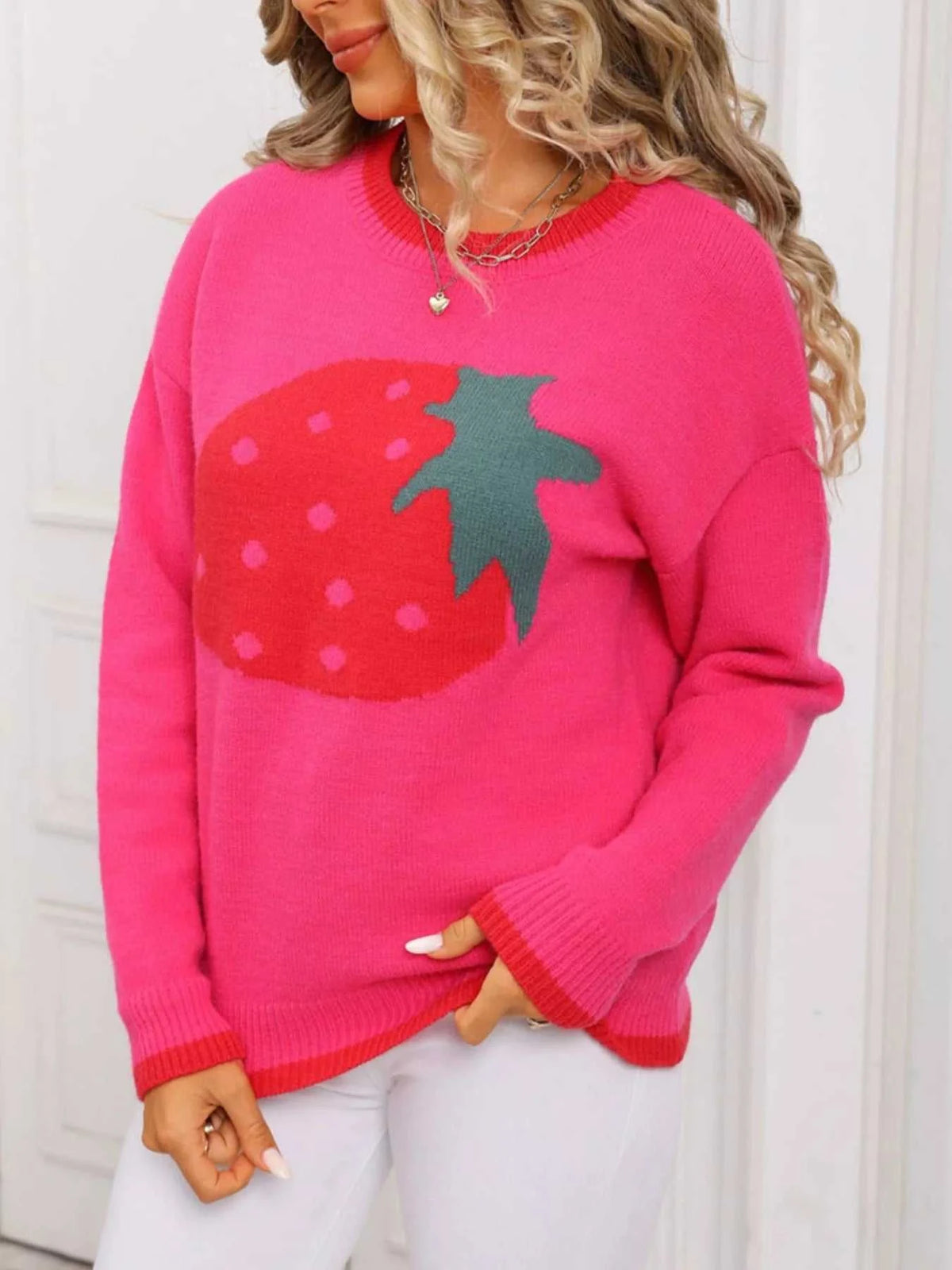 Strawberry Crew Neck Sweater 100100080501266 49 Affordable Fashion Under $100 Jerry's Apparel 