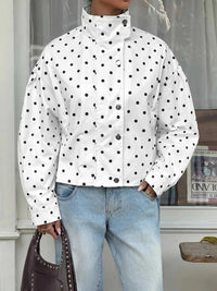 Polka Dot Zip Up Cropped Jacket 100100822180695 55 Affordable Fashion Under $100 Jerry's Apparel 