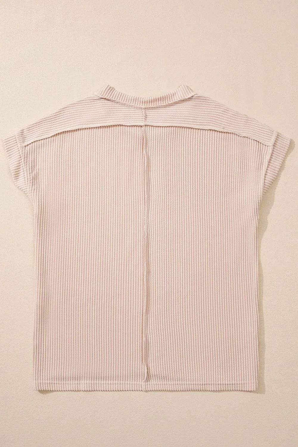 Casual Ribbed Short Sleeve Round Neck T-Shirt