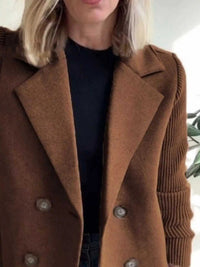 Full Size Knitted Sleeve Wool Blend Double-Breasted Blazer Plus Size 100100695520527 42 Affordable Fashion Under $100 Jerry's Apparel 