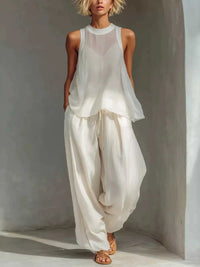 Full Size Sheer Sleeveless Top and Wide-Leg Pants Set Plus Size 101001098258416 52 Affordable Fashion Under $100 Jerry's Apparel 