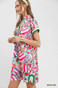 Umgee Tropical Print Collared Shift Dress 100100986501348 57 Affordable Fashion Under $100 Jerry's Apparel 