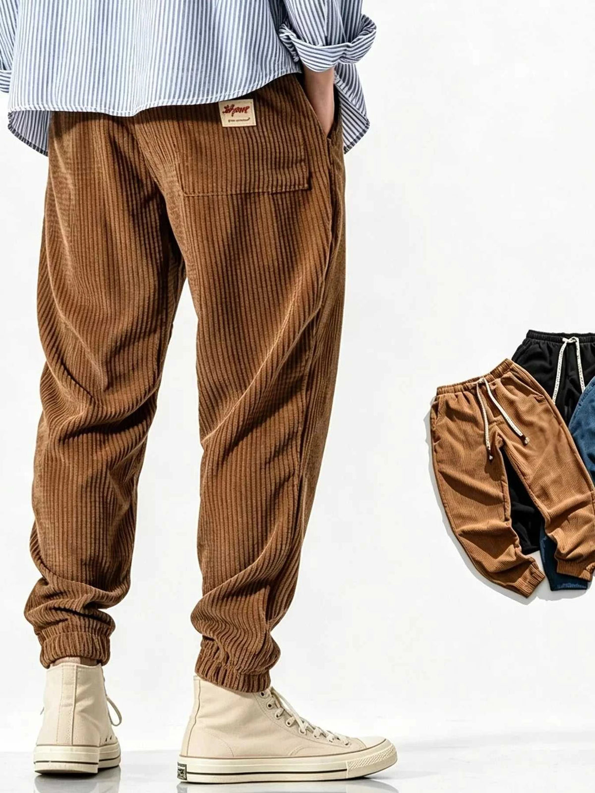 Men's Plus Size Corduroy Joggers with Elastic Cuffs 104001740618151 43 Affordable Fashion Under $100 Jerry's Apparel 