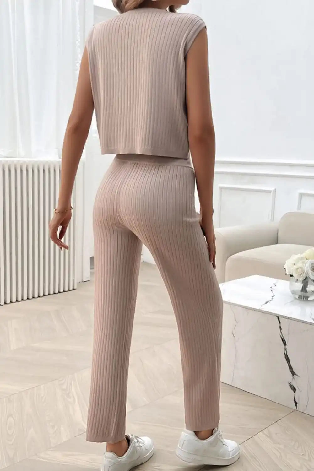 Devine Ribbed Round Neck Top and Pants Set 100100643541406 76 Affordable Fashion Under $100 Jerry's Apparel 