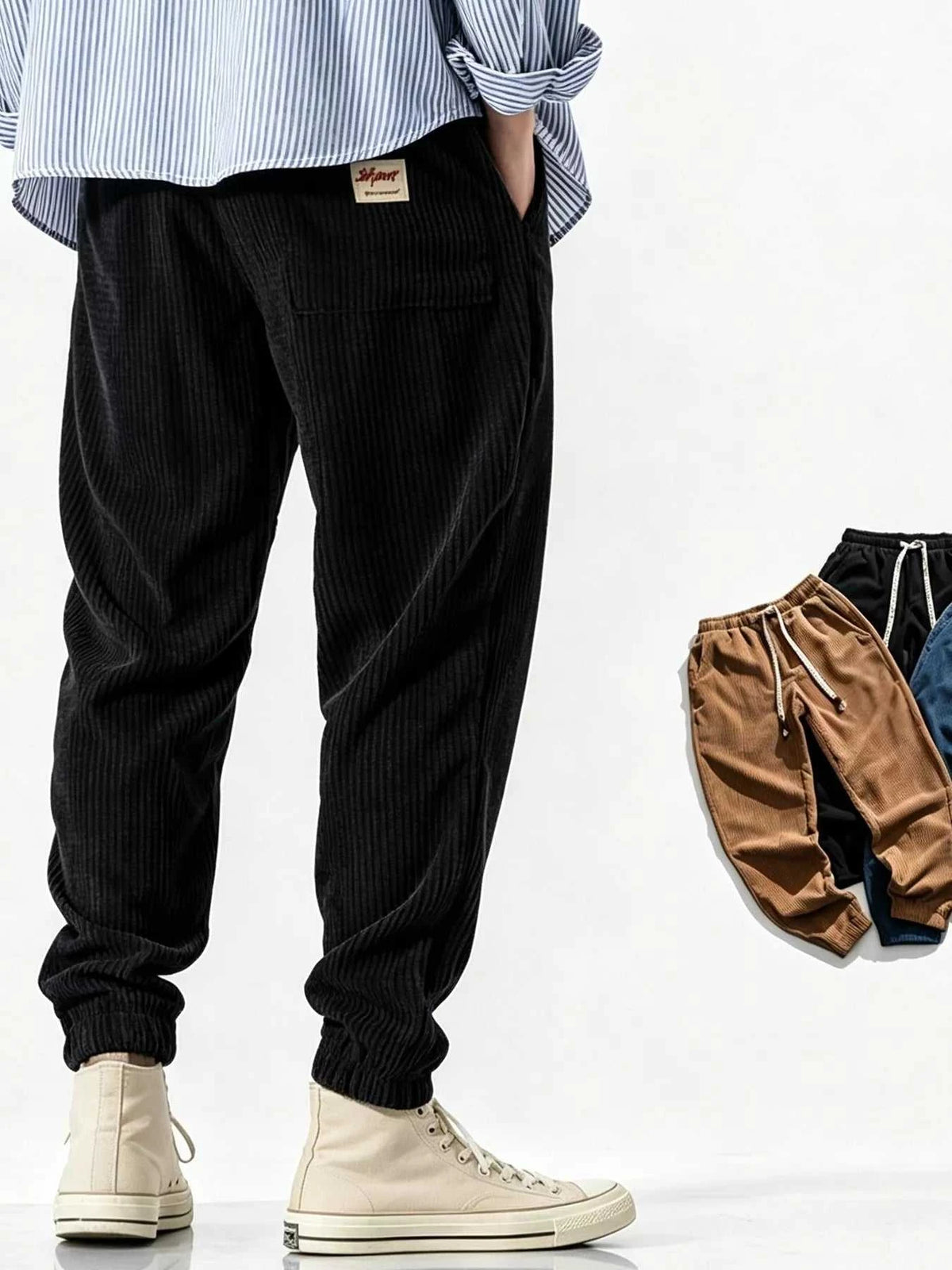 Men's Plus Size Corduroy Joggers with Elastic Cuffs 104001740618151 43 Affordable Fashion Under $100 Jerry's Apparel 
