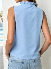 Sleeveless Ruffle V-Neck Blouse 100100948391091 21 Affordable Fashion Under $100 Jerry's Apparel 