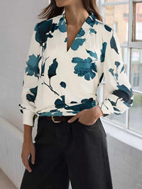 Printed V-Neck Long Sleeve Blouse 100100740911110 33 Affordable Fashion Under $100 Jerry's Apparel 