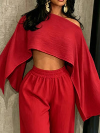 Boat Neck Crop Top and Wide-Leg Pants Set 101001634822589 57 Affordable Fashion Under $100 Jerry's Apparel 