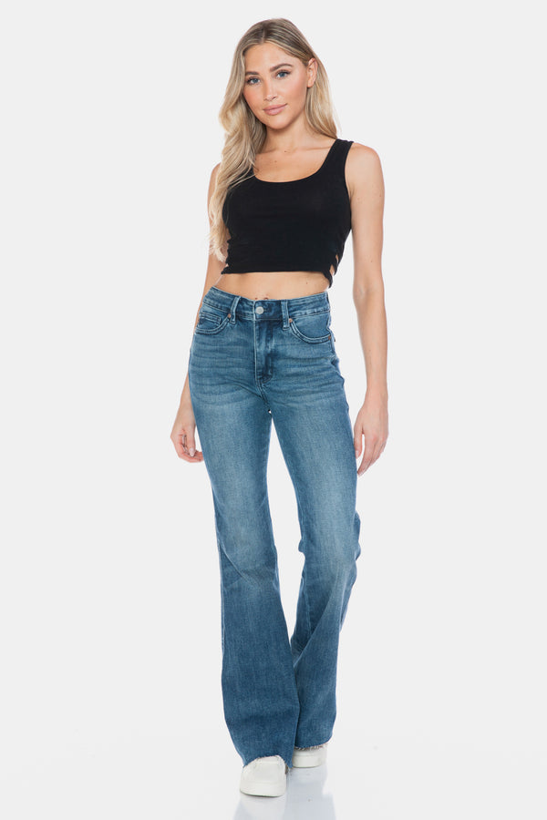 Judy Blue Full Size Tummy Control Cut Hem Flare Jeans