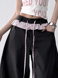 Wide Leg Drawstring Casual Pants
