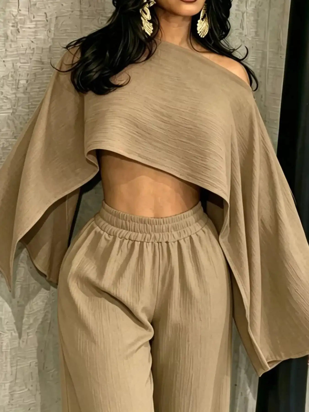 Boat Neck Crop Top and Wide-Leg Pants Set 101001634822589 57 Affordable Fashion Under $100 Jerry's Apparel 