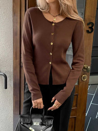 Button-Up Long Sleeve Knit Cardigan 100100340510028 56 Affordable Fashion Under $100 Jerry's Apparel 