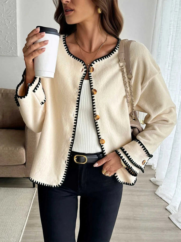 Contrast Trim Button Up Jacket 100100871001186 68 Affordable Fashion Under $100 Jerry's Apparel 
