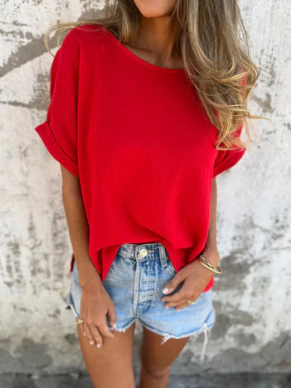 Full Size Loose Fit Short Sleeve T-Shirt Plus Size