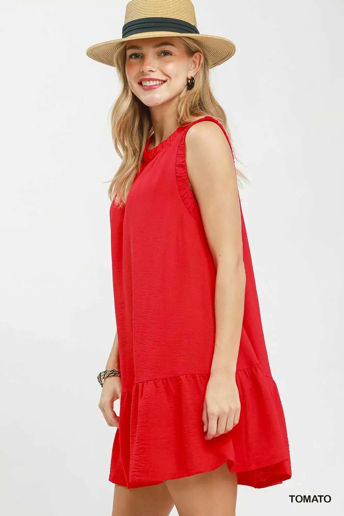 Umgee Sleeveless Ruffle Trim Drop Waist Mini Dress 100100254941039 57 Affordable Fashion Under $100 Jerry's Apparel 
