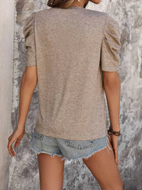 Perfee Lace Detail Round Neck Puff Sleeve Blouse 100100408101054 27 Affordable Fashion Under $100 Jerry's Apparel 