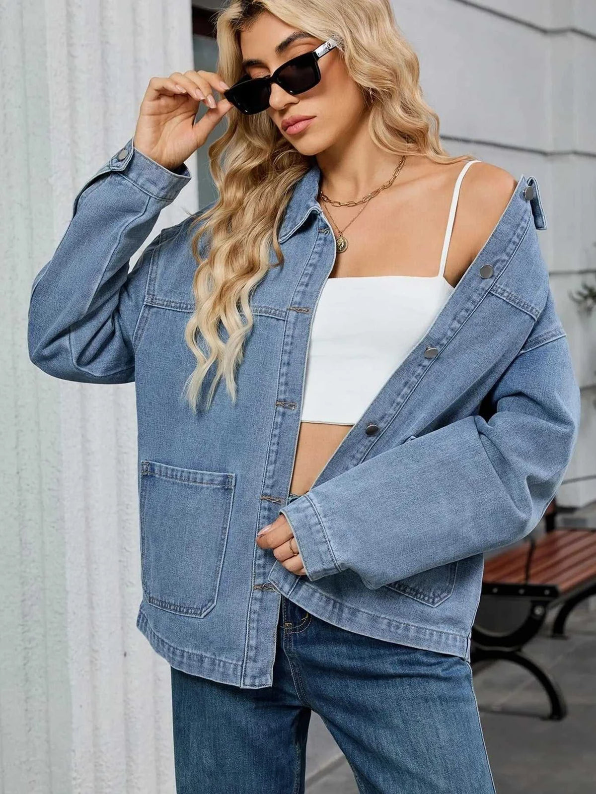 Washed Oversized Button Down Denim Jacket 100100406809347 62 Affordable Fashion Under $100 Jerry's Apparel 