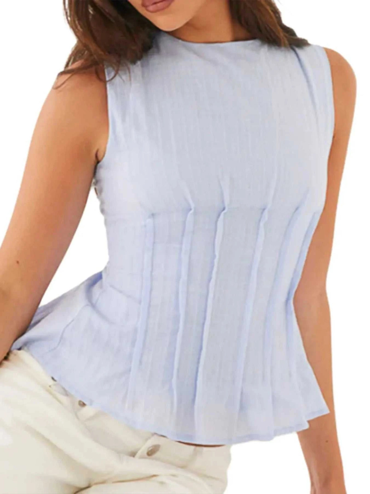 Back Lace Up Sleeveless Top with Cinched Waist Design 100100957854098 34 Affordable Fashion Under $100 Jerry's Apparel 