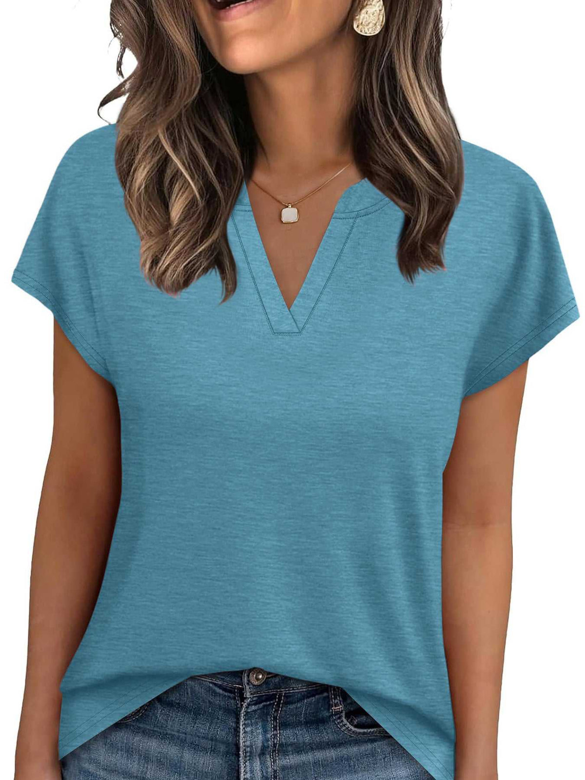 Notched Short Sleeve T-Shirt 100100058945563 25 Affordable Fashion Under $100 Jerry's Apparel 