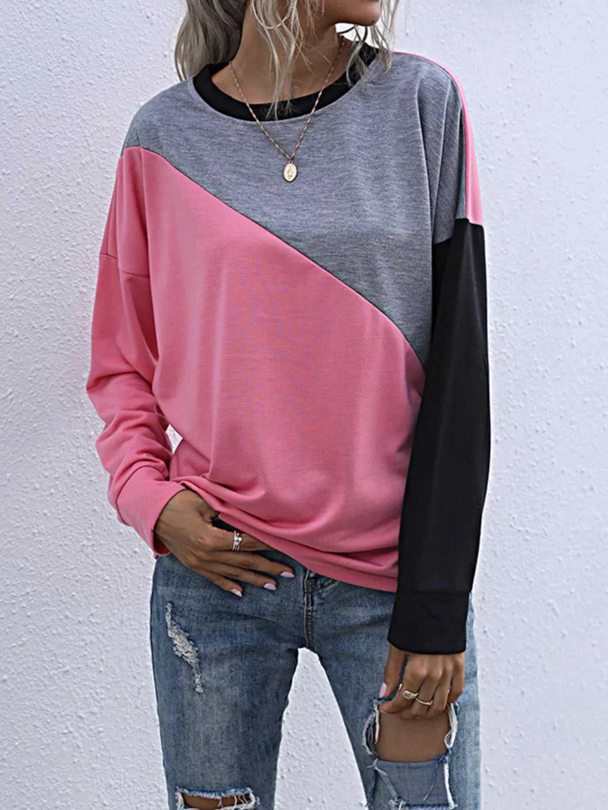 Color Block Casual Round Neck Sweatshirt 100100535892353 23 Affordable Fashion Under $100 Jerry's Apparel 