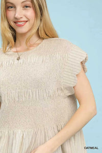 Umgee Pinstripe Smocked Peplum Top 100100452731552 53 Affordable Fashion Under $100 Jerry's Apparel 